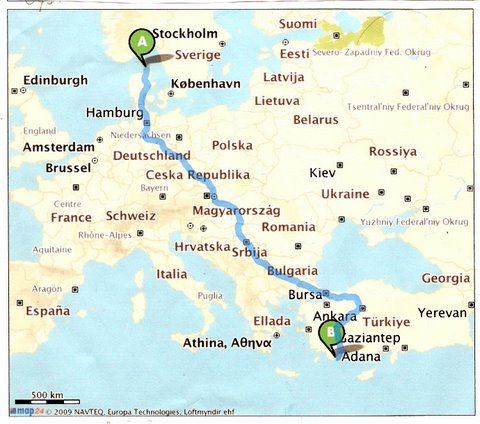 Grov skisse av ruten 